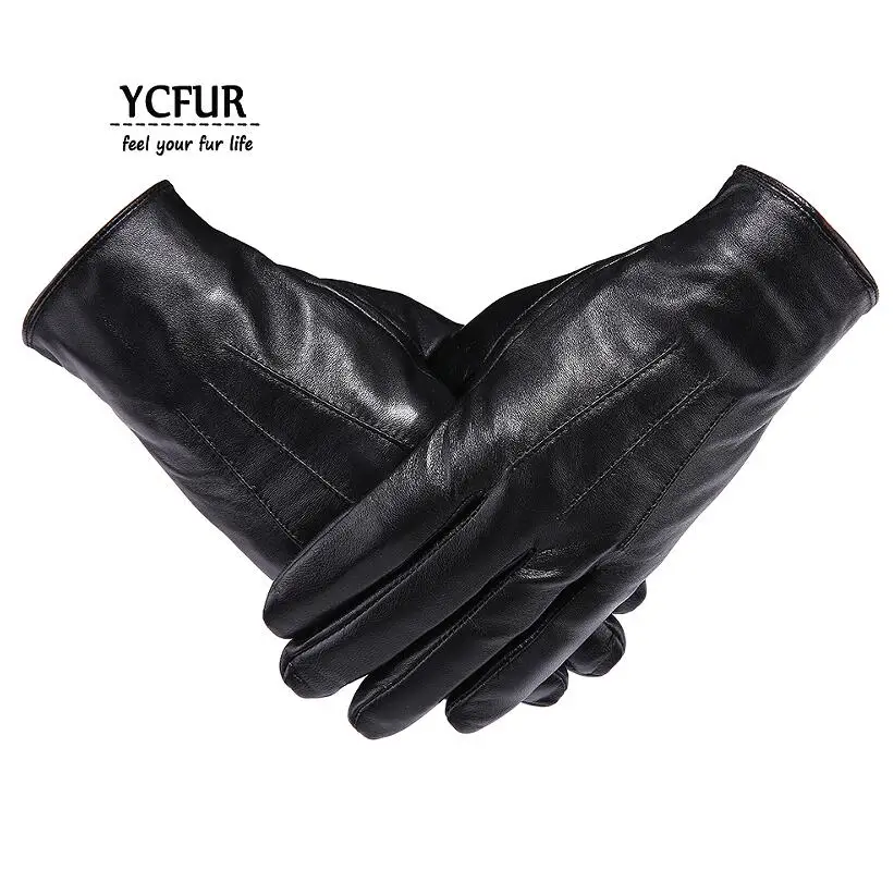 STYLE1 YC Fur перчатки из натуральной кожи варежки мужские мягкие теплые зимние перчатки мужские цельные мужские перчатки из натуральной овчины мужские перчатки - Цвет: STYLE1