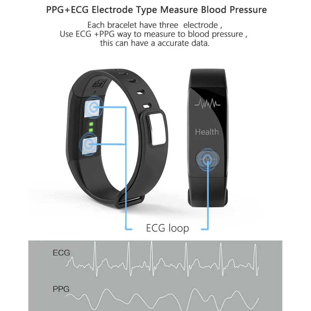 E32 смарт-браслет ppg + ЭКГ Heart Rate Приборы для измерения артериального давления