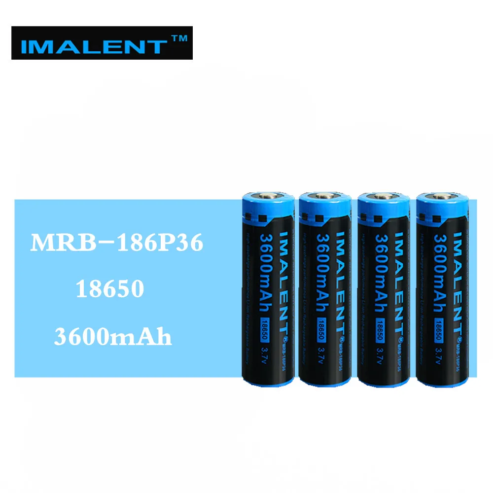 4 шт. IMALENT 3600 мАч MRB 186P36 3 7 В литий ионная аккумуляторная батарея Высокая