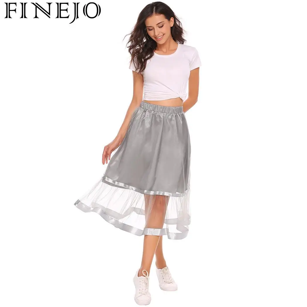 Женская юбка для вечеринки FINEJO Лоскутная модная с эластичной резинкой на талии |