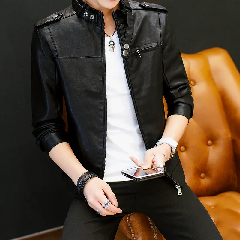 

2022 New age season cultivate one's morality of youth pu leather fashion collar fur clothing