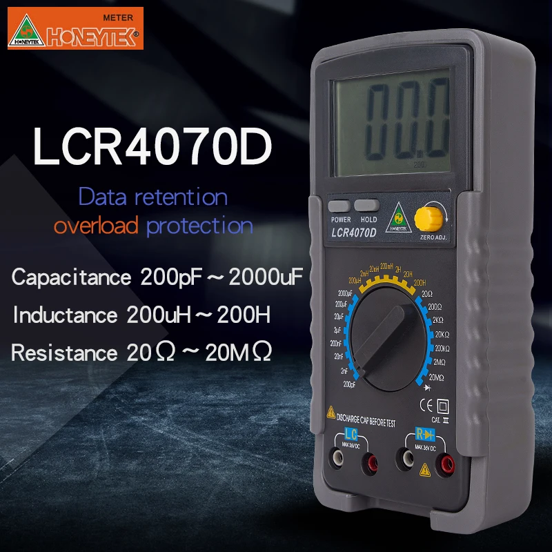 HONEYTEK LCR4070D LCR метр цифровая индуктивность емкость Сопротивление метр конденсатор проверки индуктивности измерения метр