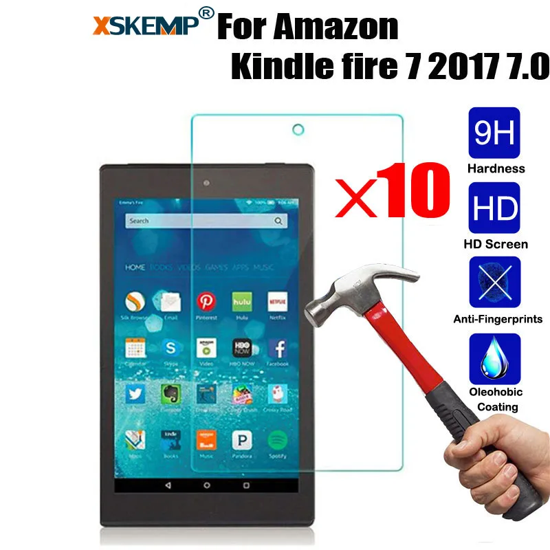 XSKEMP 10 шт./лот твердость 9H Премиум Закаленное стекло Защита экрана для Amazon Kindle fire 7