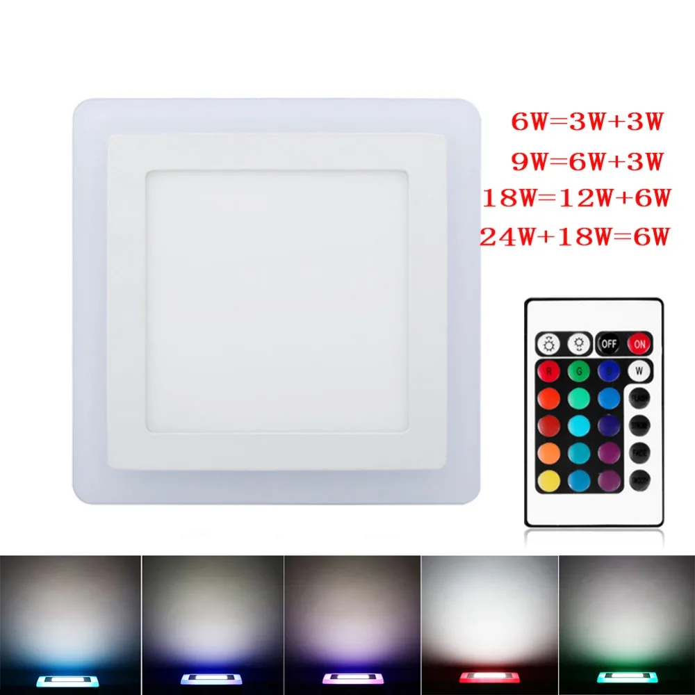 

Светодиодный светильник RGB 6 Вт/9 Вт/18 Вт/24 Вт, ультратонкий Встраиваемый светодиодный потолочный светильник, акриловая панельная лампа с дис...