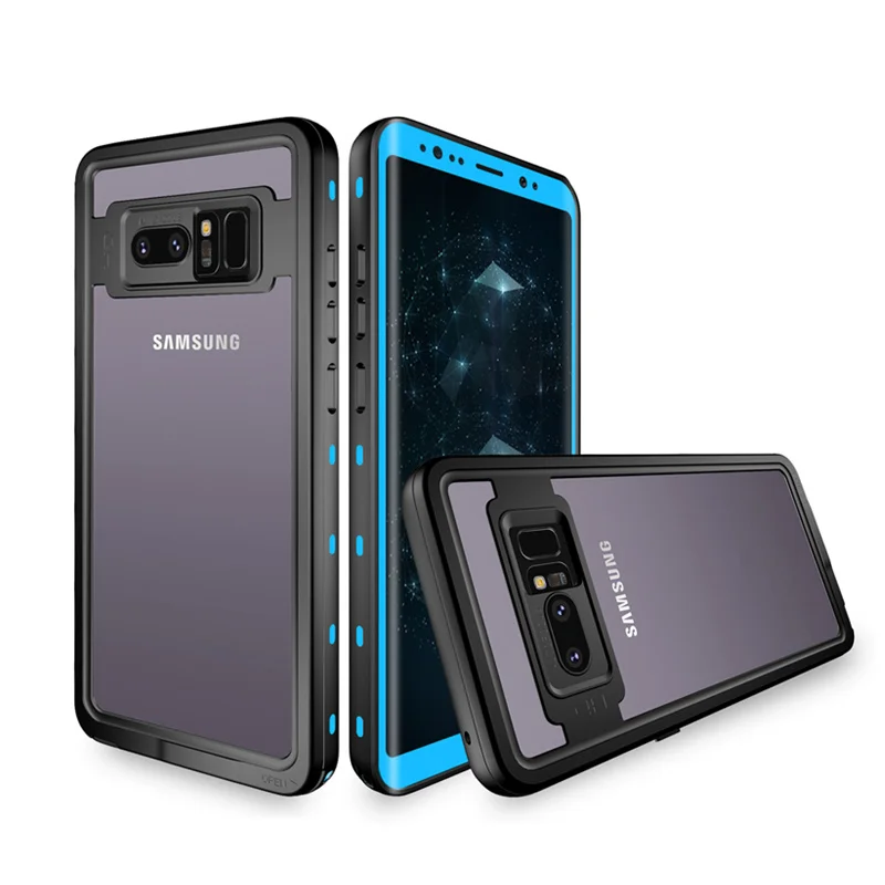 Водонепроницаемый чехол для телефона для samsung Galaxy S9 S9 Plus Note 8 9 360 полный корпус прочный прозрачный чехол Крышка с Экран протектор - Цвет: Blue
