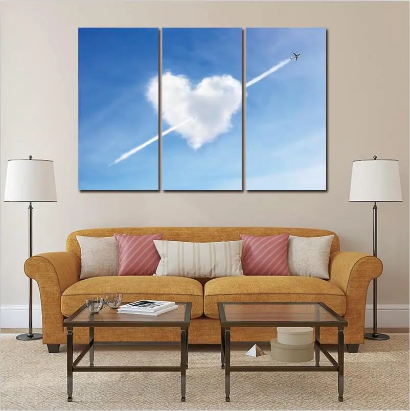 Картины на холсте искусство рисунок 3 предмета облако сердце любовь без рамки |