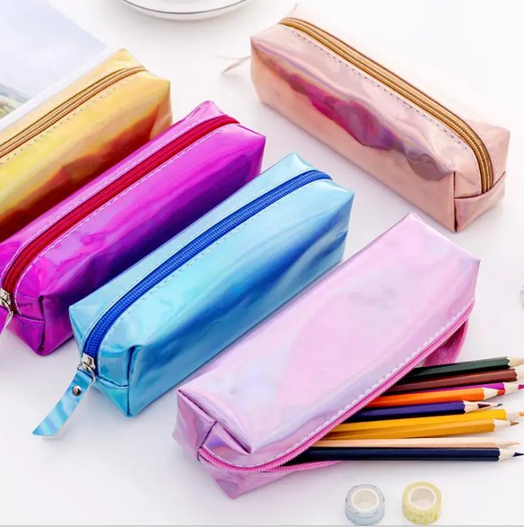 9 Fashion PU leather Pencil Case Korean Canvas Cute Kawaii Pen Bag Big capacity pencil Pouch School Stationery Gift - Цвет: 9