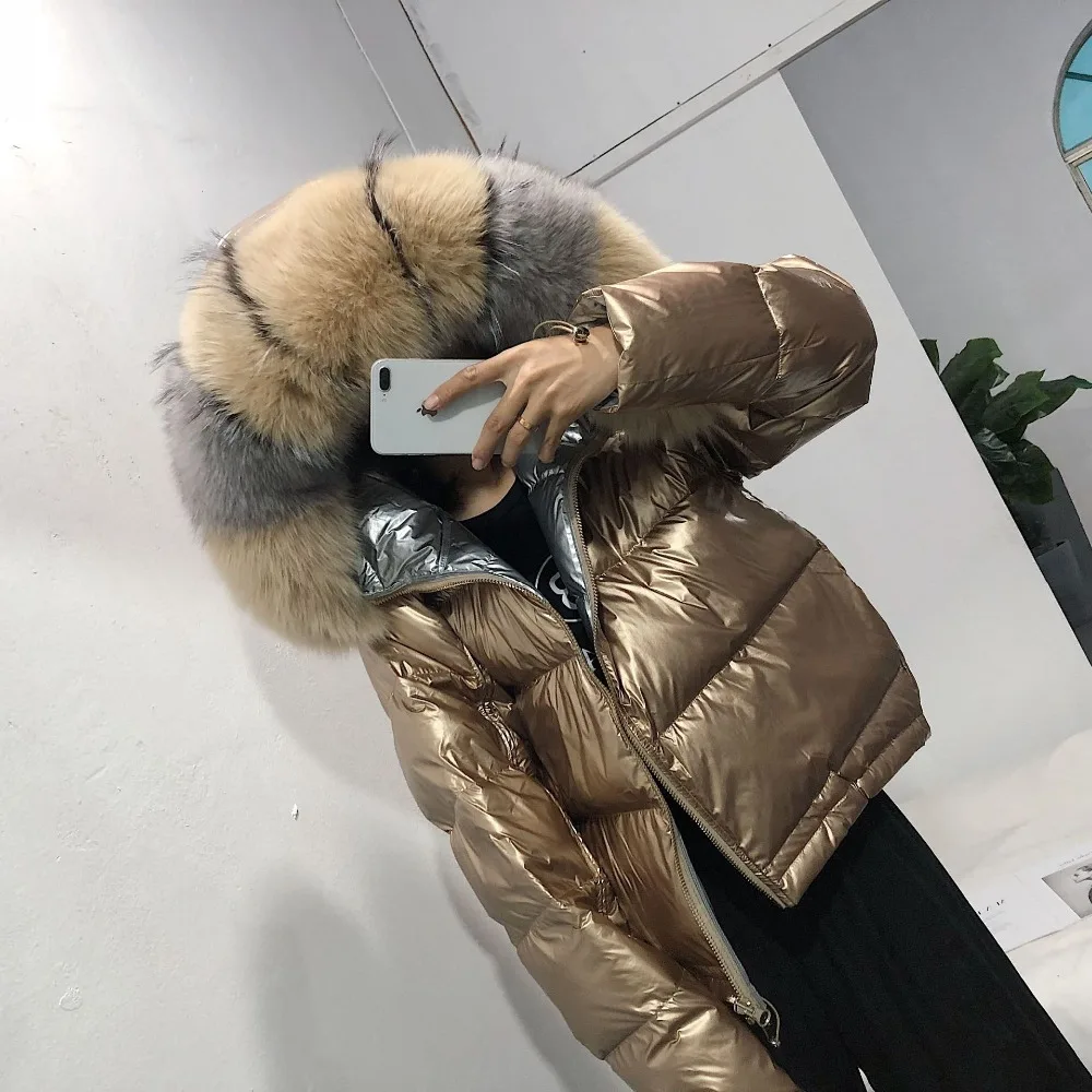 2018 пальто с натуральным мехом Женская куртка зимняя парка Воротник из