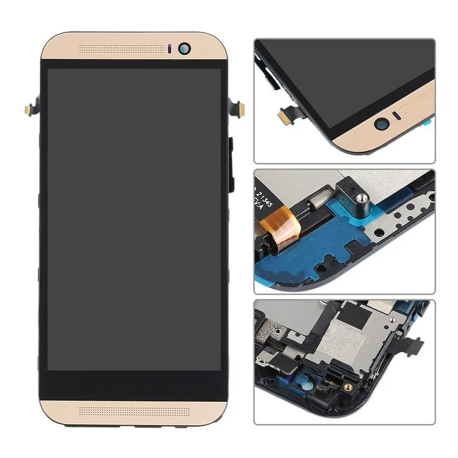 Для htc M8 Дисплей ЖК-дисплей Сенсорный экран планшета Панель сборки на замену, для htc ONE M8 ЖК-дисплей с рамкой двойной/вариант с одной SIM-картой