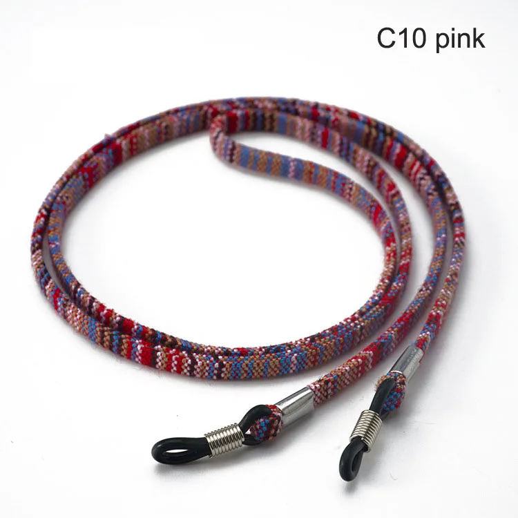 C10pink Модные Ретро солнцезащитные очки для очков хлопок шеи шнур Фиксатор ремень шнурок для очков держатель с хорошим силиконовым - Цвет: C10pink