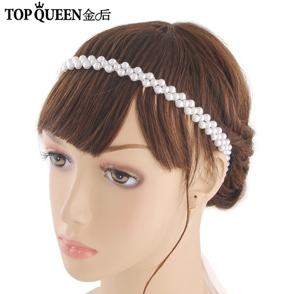 TOPQUEEN S34 ручной работы женские жемчужные свадебные вечерние платья Аксессуары для невесты подружки невесты поясные ремни пояса - Цвет: headdress H34 white