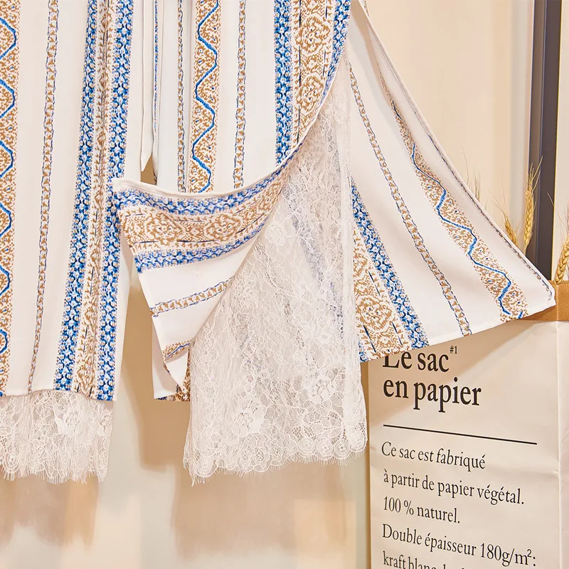 Женские шифоновые штаны весна лето 2019 богемные Широкие с принтом эластичные