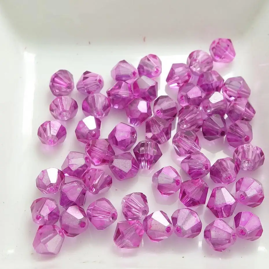 100 шт граненые биконусные стеклянные бусины 6 мм - Цвет: pink 1