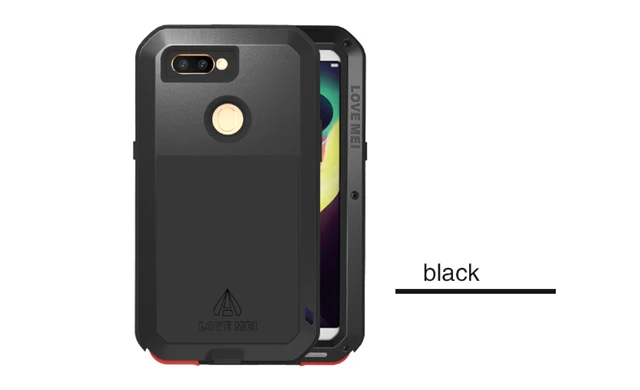 Металлический защитный чехол Love Mei для OPPO R11s, мощный Алюминиевый противоударный водонепроницаемый чехол для OPPO R11S(6,01 дюйма - Цвет: Черный