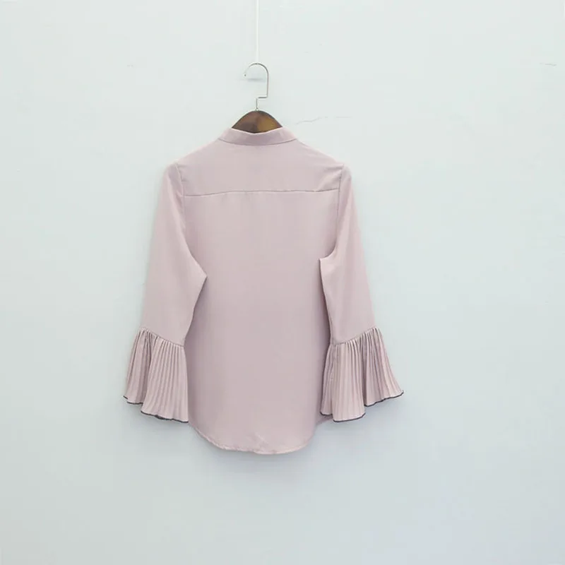 Новинка 2017 шифоновая блузка на весну и осень женские рубашки со шнуровкой бантом