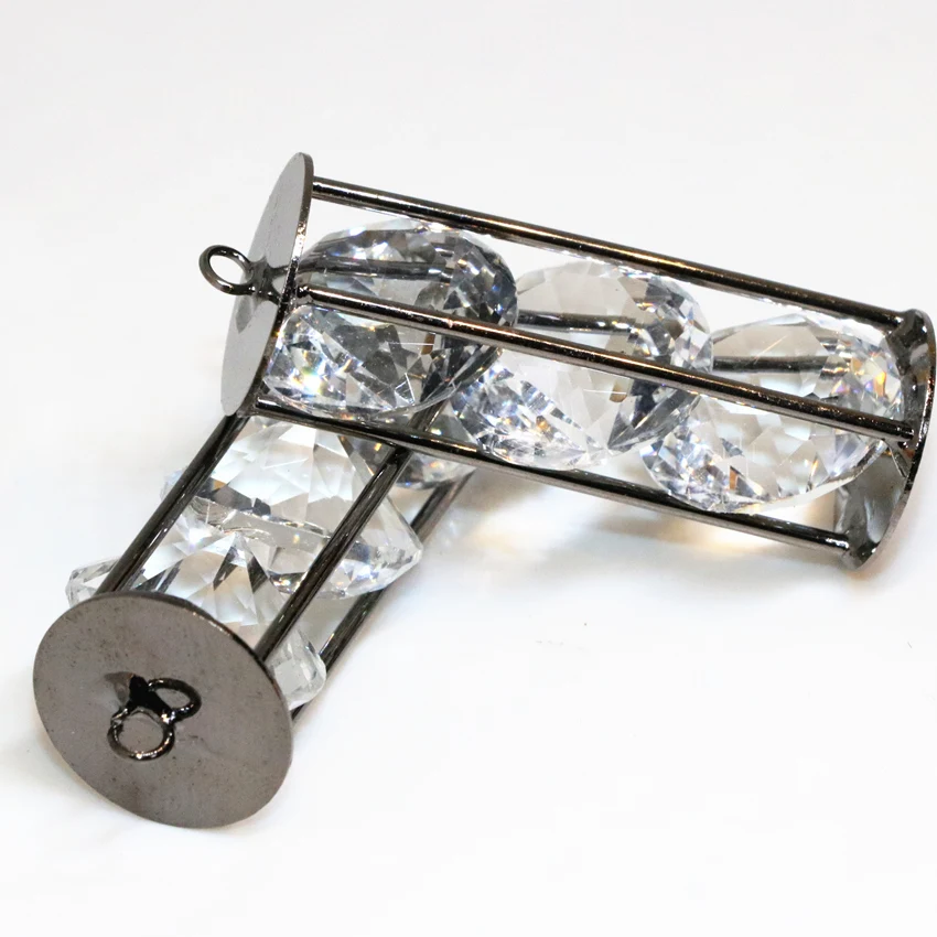 Бесплатная доставка Элегантный Кристалл Медь Черный покрытием Arc Cube Cage Подвески