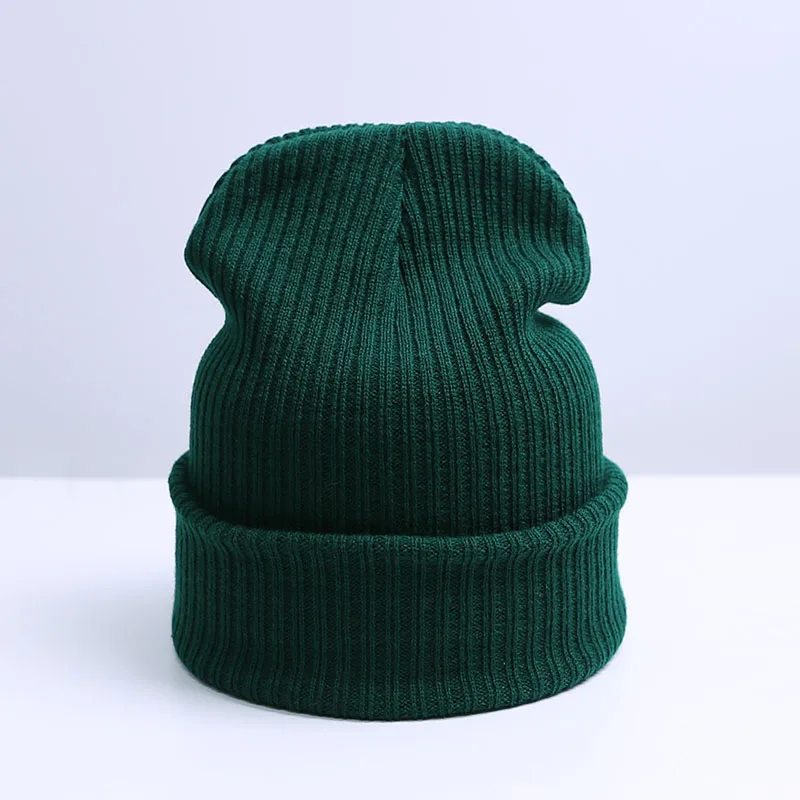 Модная зимняя женская шапка унисекс/мужская шапка Skullies Beanies, мужская шапка Beanies, простая тёплая шапка, Прямая поставка - Цвет: B Green