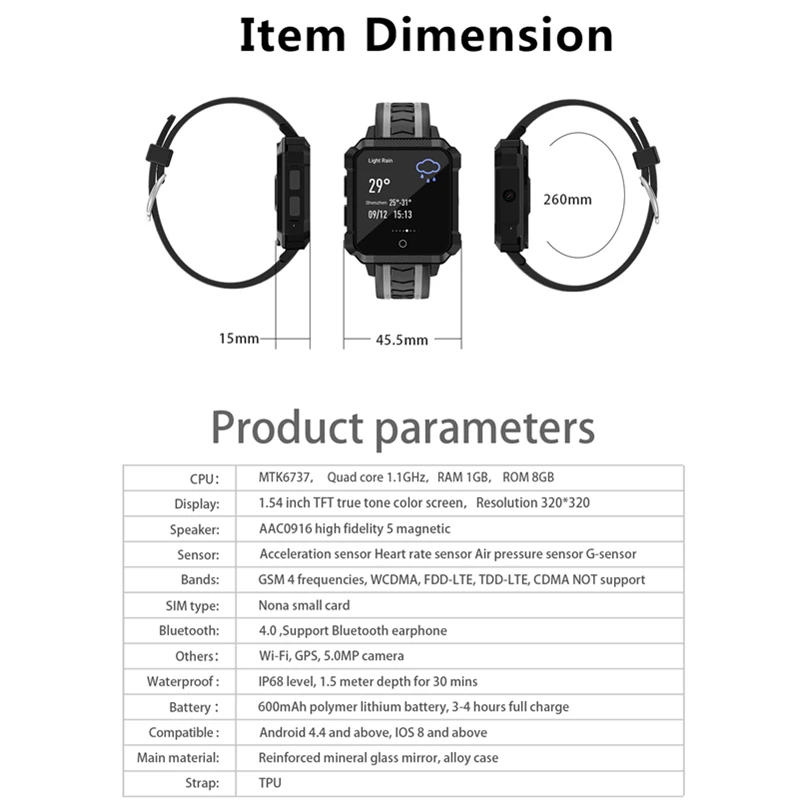 H7 спортивные умные часы для мужчин IP68 Водонепроницаемый gps Android 6 0 1 Гб + 8 5.0MP Камера