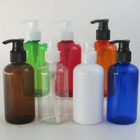 500pcs 220ml empty pet amber blue white red green orange clear plastic lotion pump bottle shampoo shower gel refillable bottle