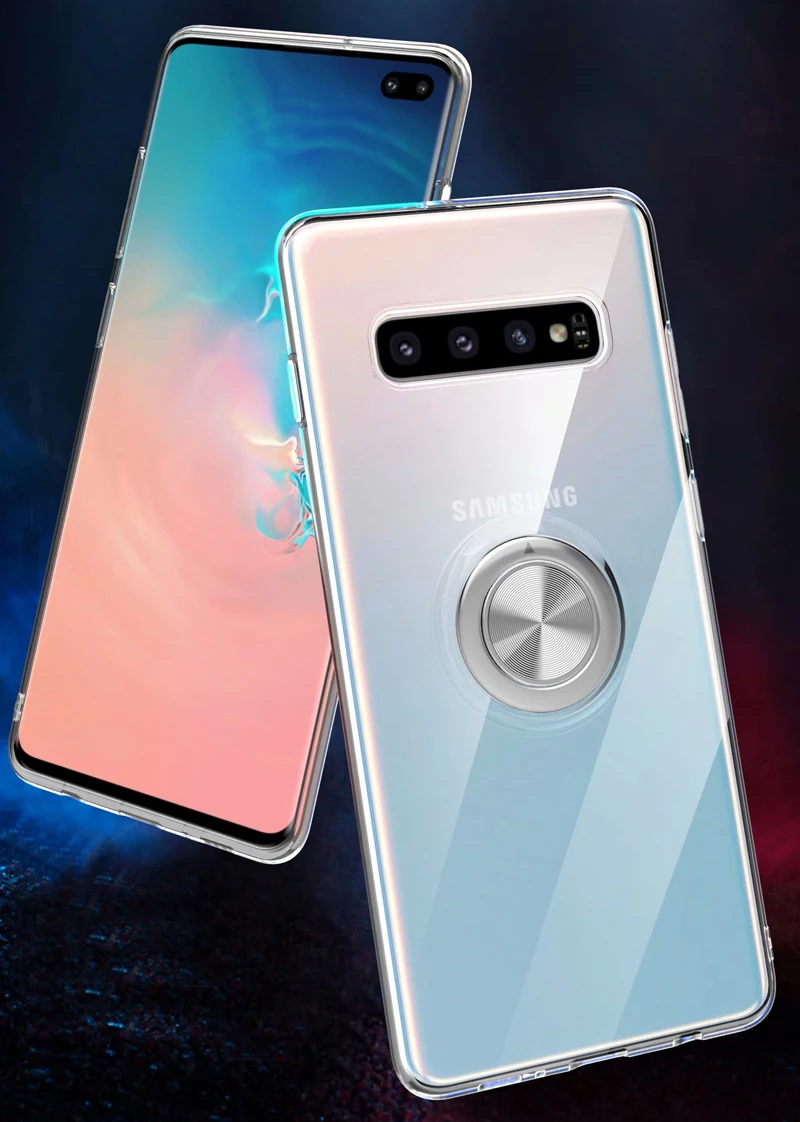 Прозрачный мягкий силиконовый чехол для телефона samsung Galaxy S10 Plus, роскошный защитный чехол с кольцом для samsung S10e S10