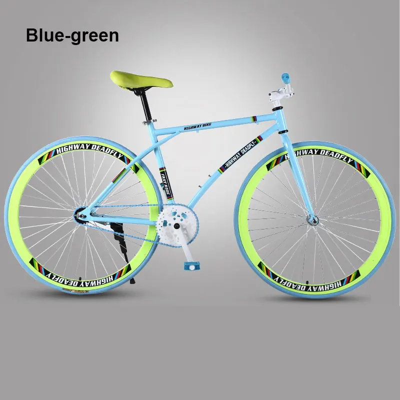 Blue-green Дорожный велосипед с фиксированной передачей, велосипедный светильник для взрослых, Односкоростной велосипед, задний тормоз, отличная шина, велосипед для взрослых и студентов - Цвет: Blue-green