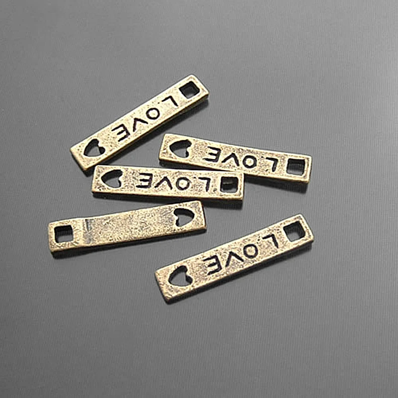 

(27817)50PCS 21x4MM Antique Style Zinc Alloy Love Connect Charms Diy Jewelry Findings Accessories Wholesale