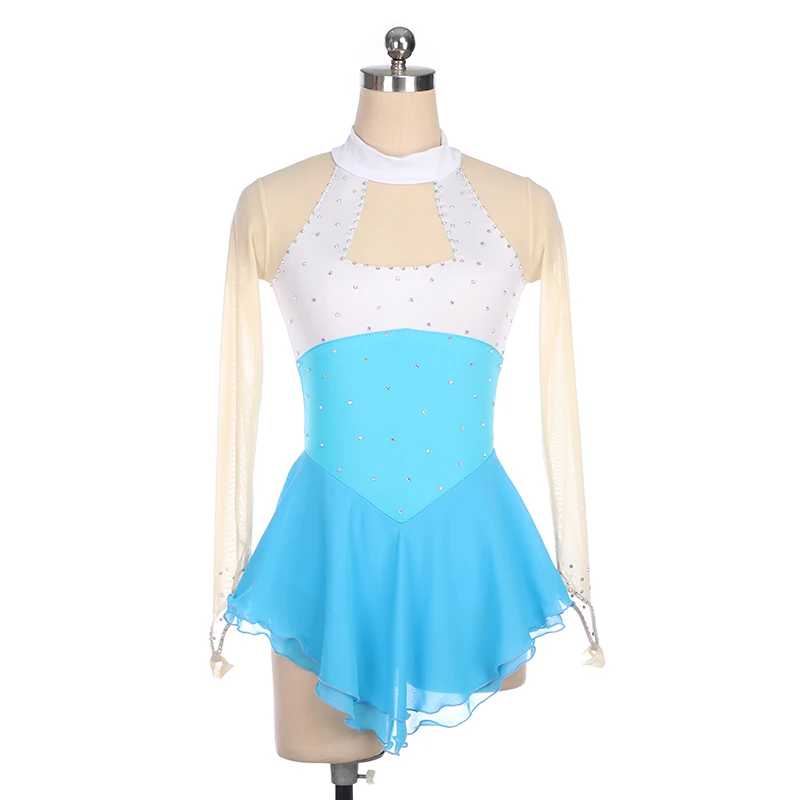 white sky blue Nasinaya фигурное катание платье по индивидуальному заказу для соревнований по фигурному катанию юбки для конькобежцев для девочек Для женщин детская гимнастика производительность белый цвет небесно-синий - Цвет: white sky blue