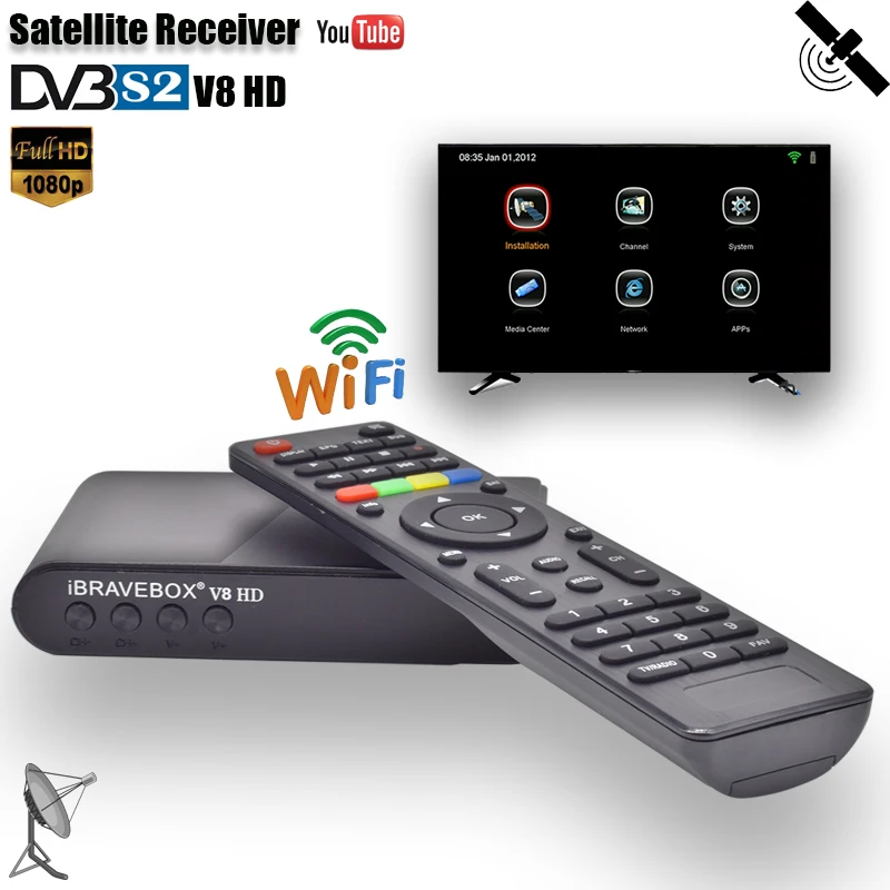 IBRAVEBOX V8 HD спутниковый ресивер Поддержка CCAM DVB S2 ТВ-тюнер HD 1080P цифровой спутниковый ТВ-ресивер рецептор