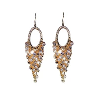 luxurious exaggerated pure handmade crystal beads long tassel earrings fashion women jewelry big long statement earrings