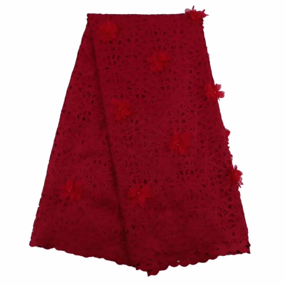 Персик лазерная резка кружевной ткани с 3D цветы 5 ярдов/lot Новые для шитья