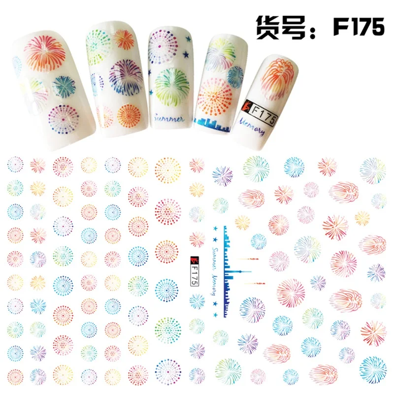 

1 Sheet 3D Romantic Colorful Celebrate Fireworks Pattern Adhesive Nail Art Stickers Decorations DIY Salon Tips F175#