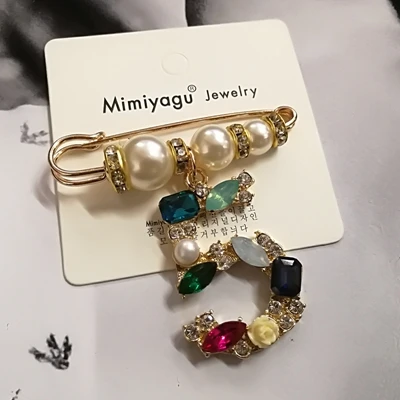 Mimiyagu Роскошная жемчужная брошь бижутерия цветы нагрудные булавки No 5 жемчуг броши ювелирные изделия для женщин - Окраска металла: color 5