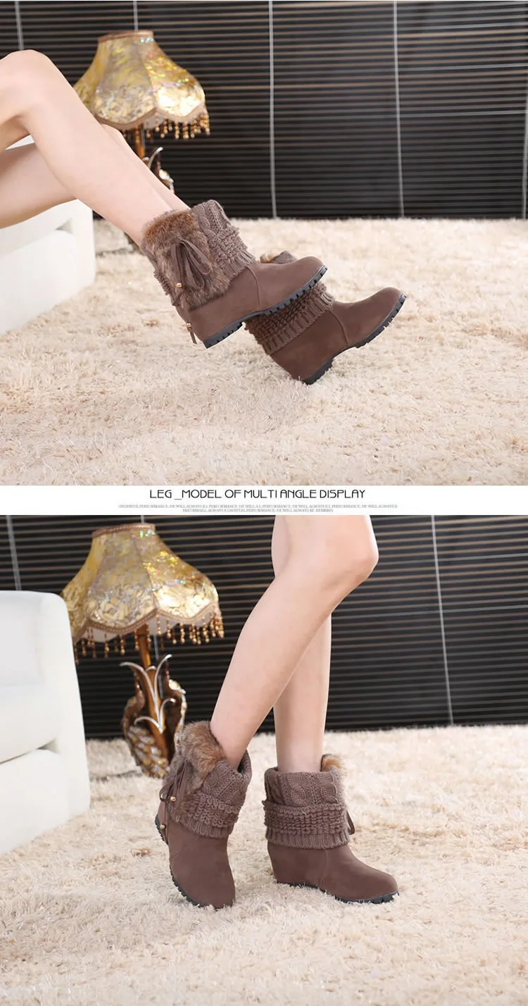 Fujin Autumn Winter New Boots Dropshipping European Station Plus Velvet Wool Inner Raised Boots Sanding Leather Snow Boots