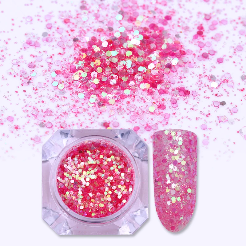 1 коробка голографические Блестки для ногтей Золотое серебро шестиугольник