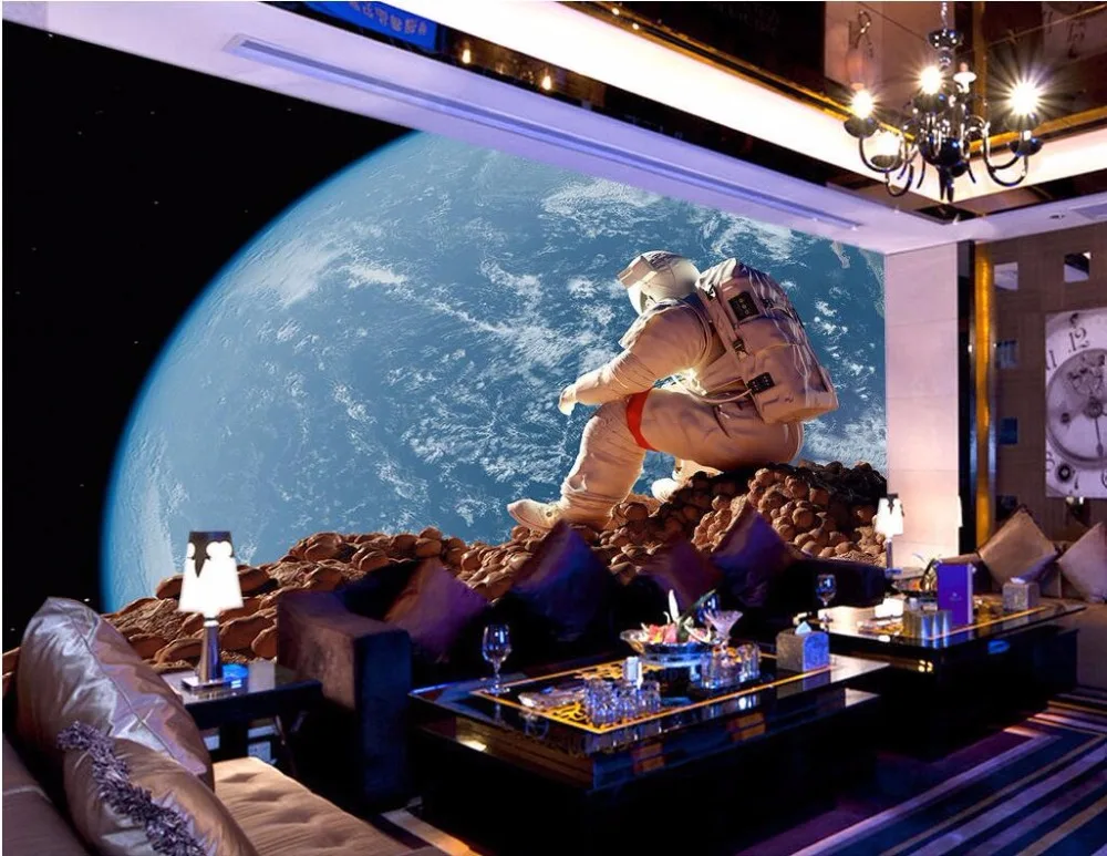 Пользовательские настенные 3d обои астронавтов на moon просмотра земли Настенный
