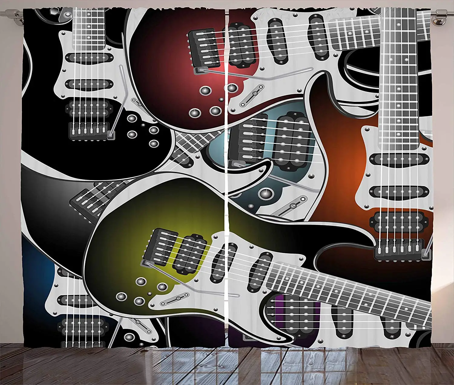 Popstar праздничные шторы куча графических цветных электрических гитар рок-музыки