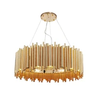 creative post modern round led chandelier light luxurious 80cm gold aluminum tube 15pcs g9 led lamp warm white 110v 220v input