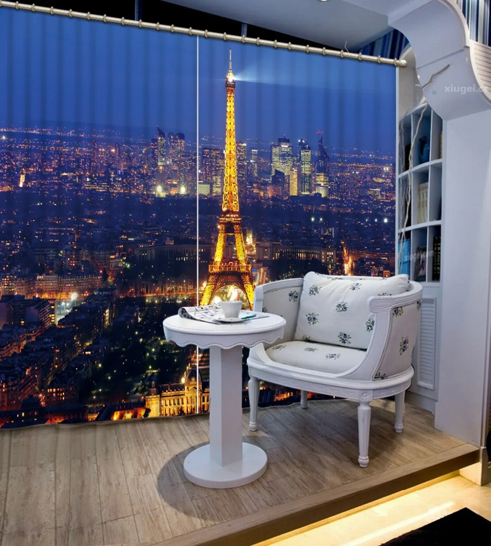 3d занавески для гостиной окна Современный домашний декор ночной вид