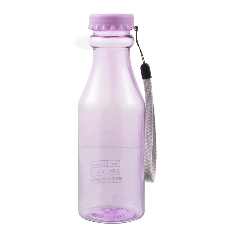 Transparent Purple Пластиковые бутылки для воды, Спортивная бутылка небьющаяся, матовая, герметичная, бутылка для воды для путешествий, йоги, бега, лагеря, 50 мл - Цвет: Transparent Purple