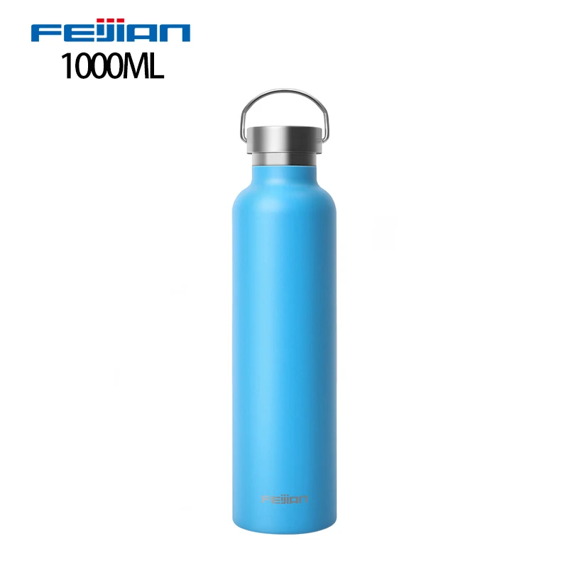 Feijian Sports Thermos bottle Stainless Steel Insulated Outdoor Drinking Water Bottle Vacuum flask travel kettle shaker - Цвет: 1000ml   blue
