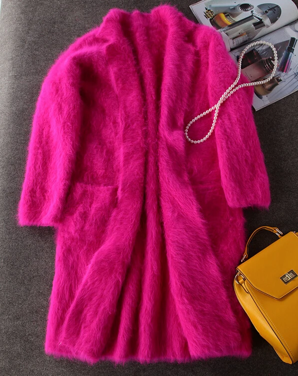 Роскошное длинное кашемировое пальто из норки женская модная длинная куртка