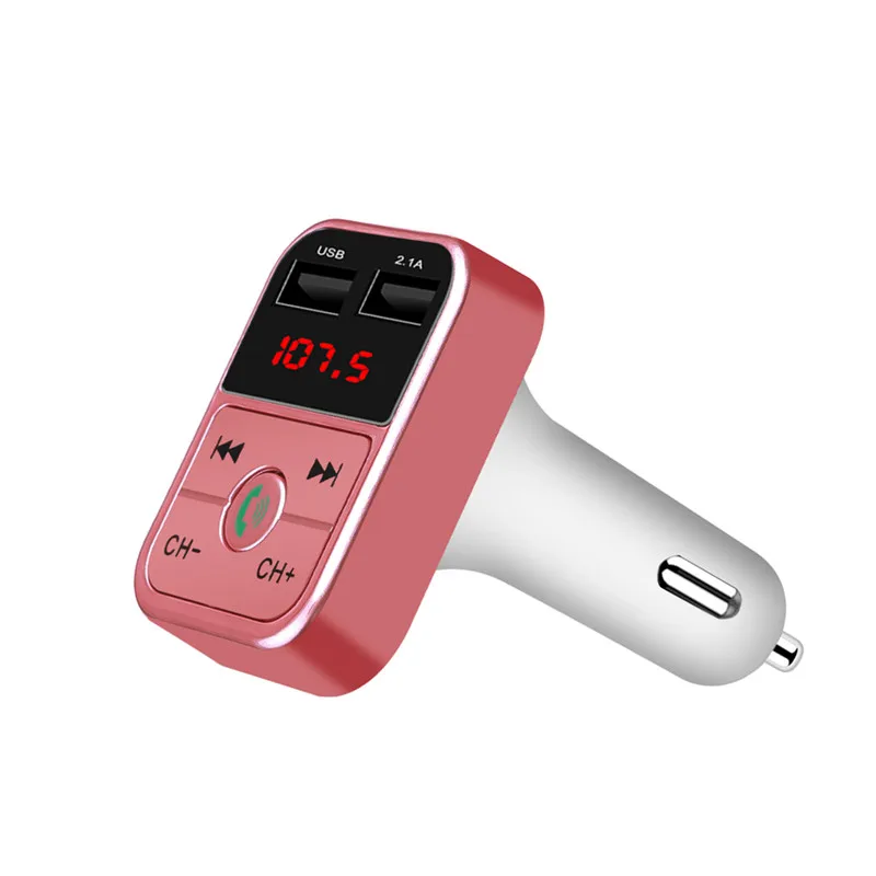 rose gold Беспроводной fm-передатчик Bluetooth 4,2 Handsfree автомобильный комплект MP3 плеер TF карта U диск AUX с микрофоном 2.1A двойной USB зарядное устройство - Название цвета: rose gold