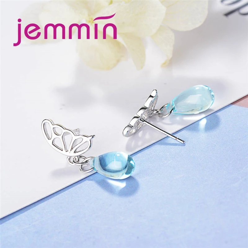 Женский модный водный кулон серьги из стерлингового серебра 925 пробы с бабочкой