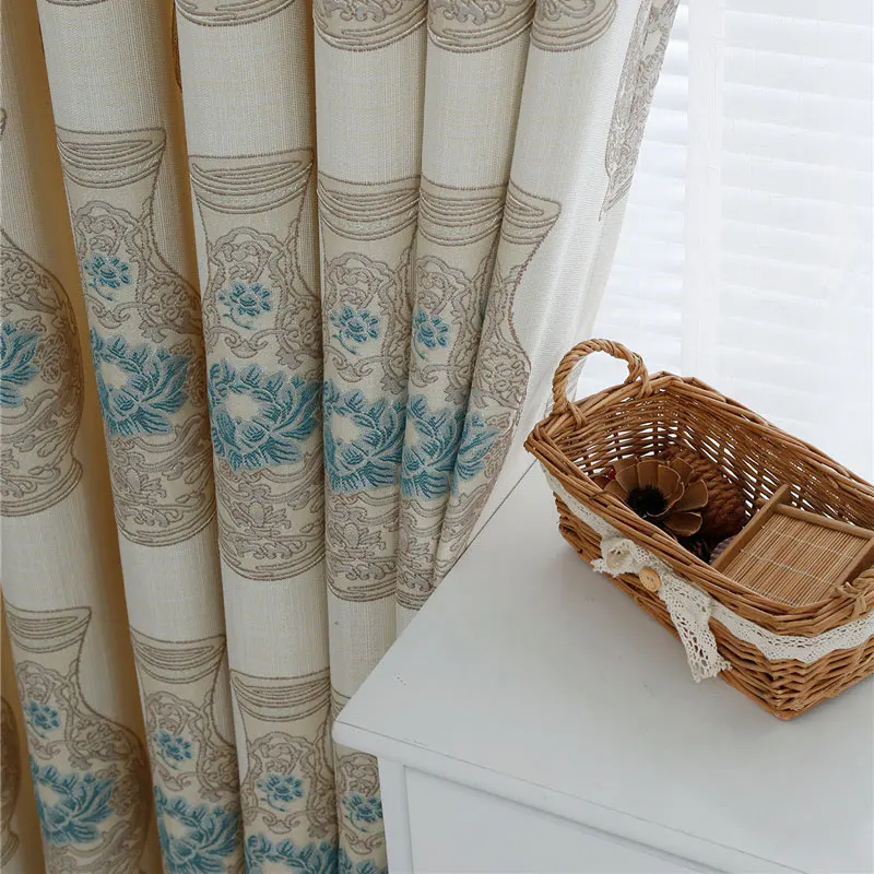 Роскошные жаккардовые занавески для гостиной ваза селадона спальни китайские