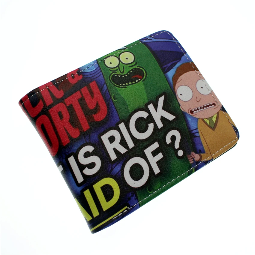 A Короткий кошелек Rick and marty Pickle Rick, двойной держатель для карт из искусственной кожи для мальчиков и девочек, мужские и женские кошельки, кошелек с мультяшным принтом для косплея - Цвет: A