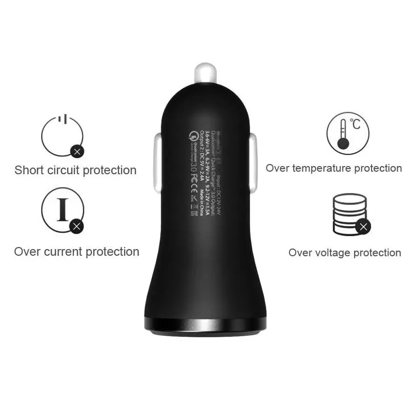 Автомобильное зарядное устройство Qualcomm 3 0 с двумя USB портами быстрое для Samsung Xiaomi