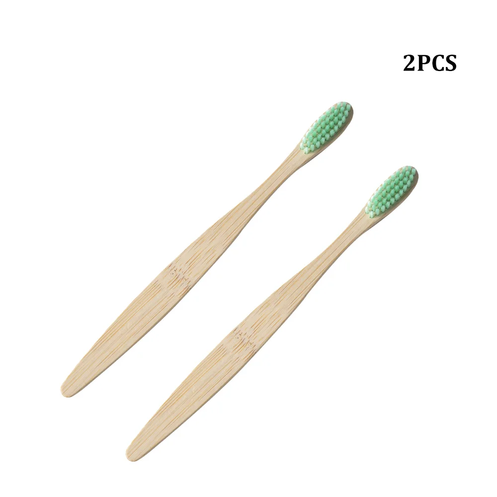 2pcs green 1 шт. экологическая зубная щетка с бамбуковым углем для здоровья полости рта, мягкая щетина, деревянная ручка, зубная щетка, отбеливающая Радужная зубная щетка - Цвет: 2pcs green