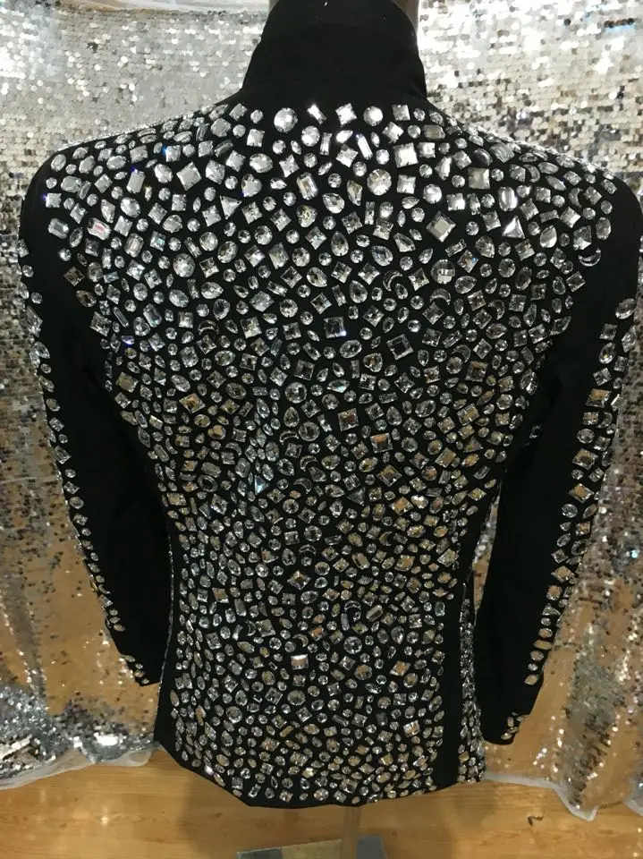 Мужской костюм ds dj с черными кристаллами большие размеры | Тематическая одежда и