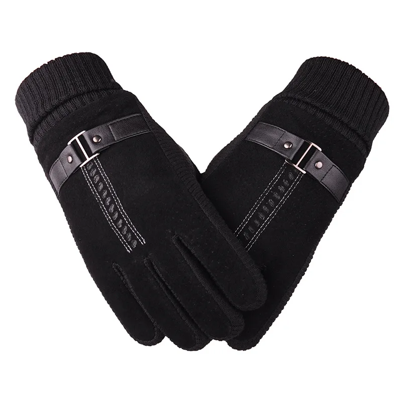 T black BUTTERMERE перчатки из свиной кожи мужские перчатки зимние из натуральной кожи черные коричневые теплые мужские перчатки Кожаные Мотоциклетные для мужчин - Цвет: T black