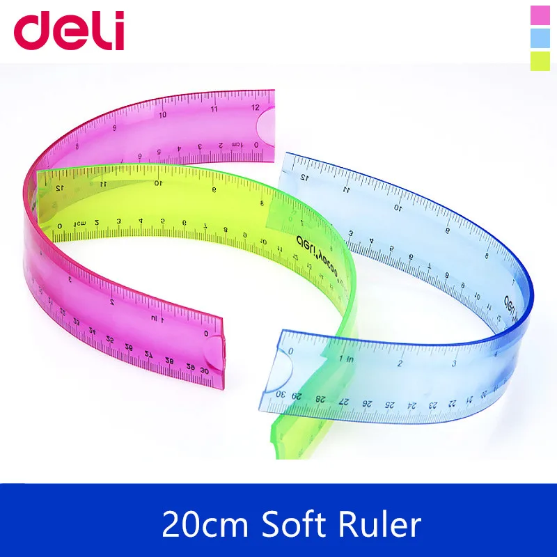 

deli 6208 student stationery multicolour ruler tape measure ruler general ruler 20cm flexible ruler